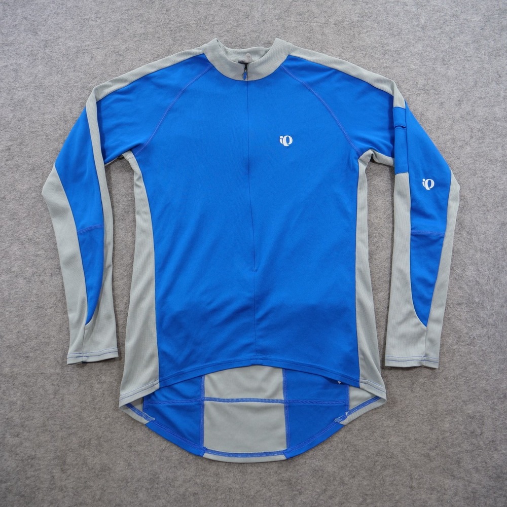 Pearl Izumi Cycling Jersey Mens Medium Blue Long Sleeve Biking Shirt 1/2 Zip